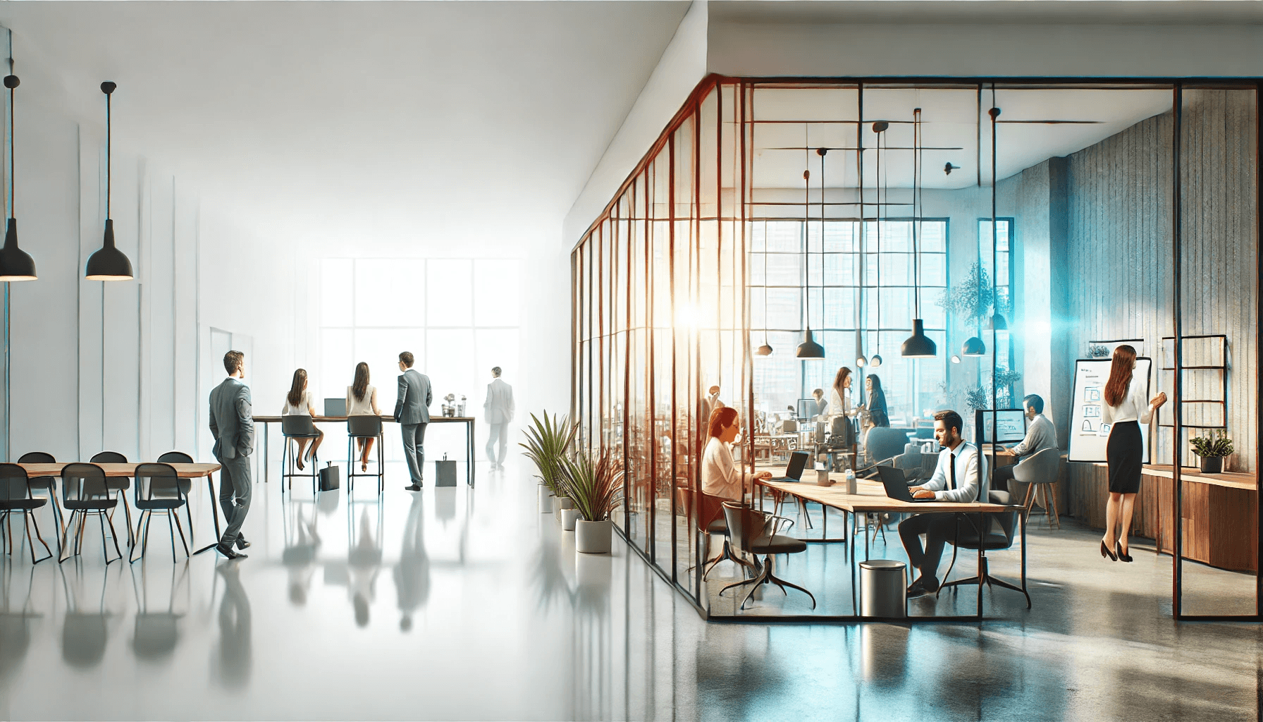 Co-working space with people working
